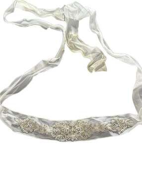 Erin Cole Design Crystal and Pearl Beaded Bridal Sash Wedding Dress Belt